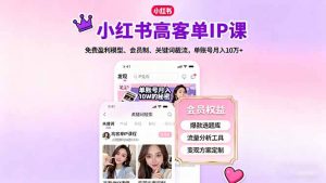 小红书高客单IP课，免费盈利模型、会员制、关键词截流，单账号月入10万+-Z网创