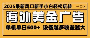 2025最新风口 海外美金广告 单机单日500+ 可无限放大 设备越多收益越大 轻松上手-Z网创
