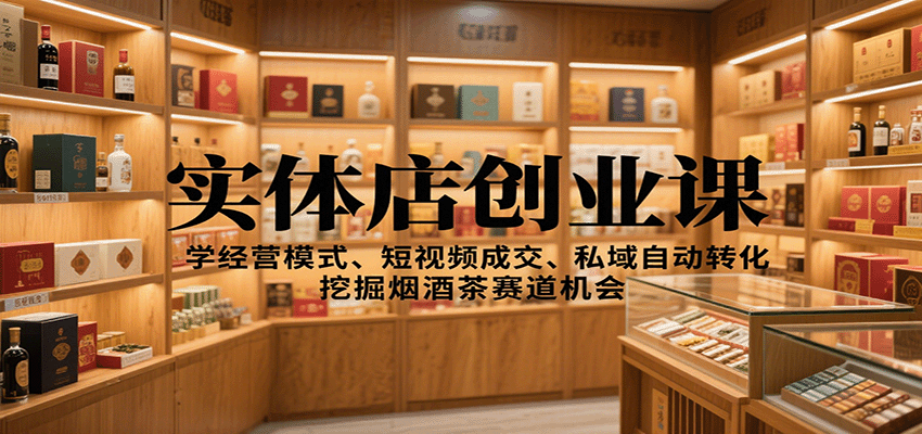 实体店创业课:学经营模式、短视频成交、私域自动转化,挖掘烟酒茶赛道机会-Z网创