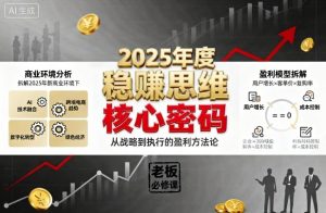 2025年度稳賺思维老板创业营，拆解2025年新商业环境下，企业实现持续盈利的核心密码-Z网创