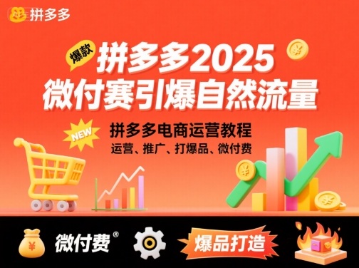 拼多多2025微付费引爆自然流量,拼多多电商运营教程,运营、推广、打爆品、微付费(更新)-Z网创