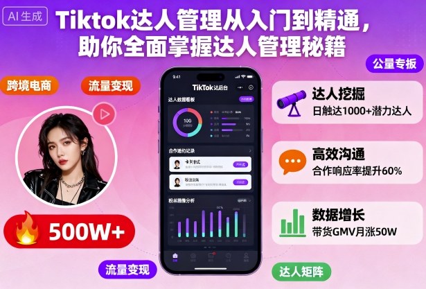 Tiktok达人管理从入门到精通,助你全面掌握达人管理秘籍-Z网创