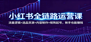 小红书全链路运营课：流量逻辑+选品货源+内容制作+矩阵起号，新手也能赚钱-Z网创