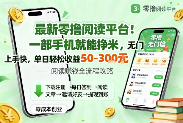 最新零撸阅读平台!一部手机就能挣米,无门槛上手快,单日轻松收益50-3张【揭秘】-Z网创