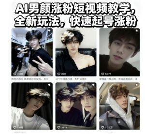 AI男颜涨粉短视频教学，全新玩法，快速起号涨粉-Z网创