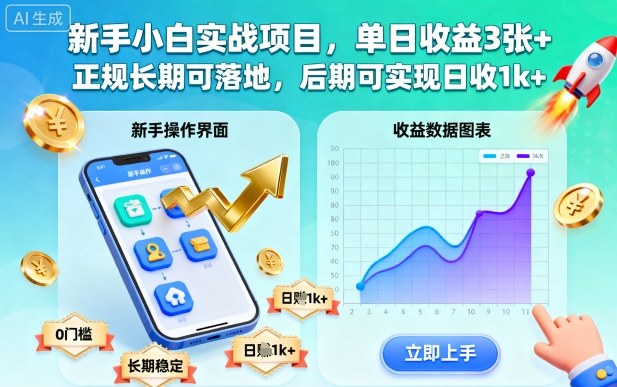 新手小白实战项目,单日收益3张+,正规长期可落地,后期可实现日收1k+【揭秘】-Z网创