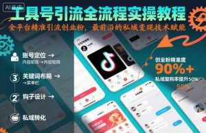 工具号引流全流程保姆级实操教程，全平台精准引流创业粉，最前沿的私域变现技术赋能-Z网创