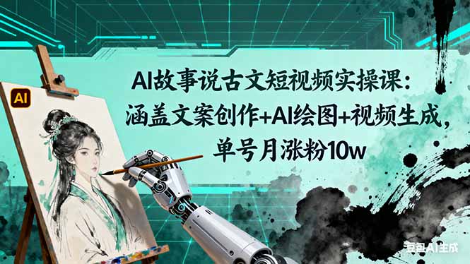 AI故事说古文短视频实操课:涵盖文案创作+AI绘图+视频生成,单号月涨粉10w-Z网创