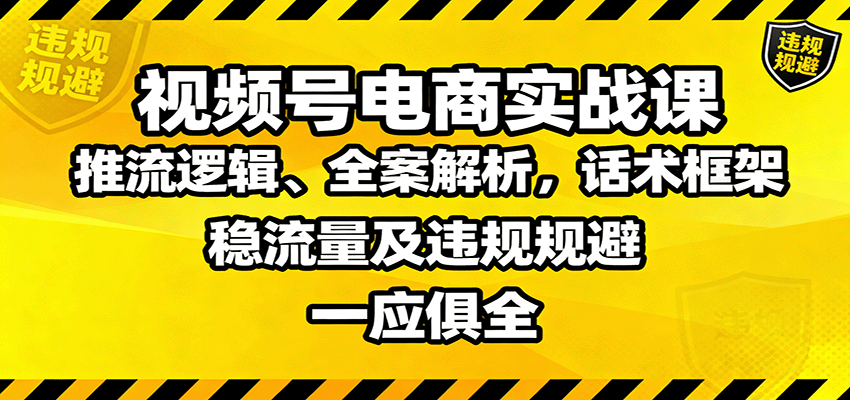 图片[1]-视频号电商实战课：推流逻辑、全案解析，话术框架，稳流量及违规规避等-Z网创
