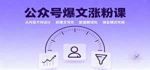 公众号爆文涨粉课:从内容方向设计到爆文写作,数据解读和商业模式布局-Z网创