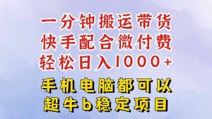 快手黑科技一分钟搬运带货，一刀不剪过原创，微付费投流玩法，轻松日入...-Z网创