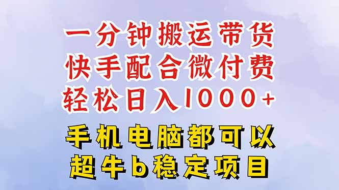 快手黑科技一分钟搬运带货，一刀不剪过原创，微付费投流玩法，轻松日入…-Z网创