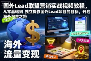 国外Lead联盟营销实战视频教程，从零基础到独立操作国外Lead项目的目标，开启海外淘金之路-Z网创