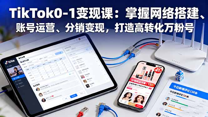 TikTok0-1变现课:掌握网络搭建、账号运营、分销变现,打造高转化万粉号-Z网创