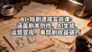 AI+短剧速成实战课：涵盖剧本创作、AI生成、运营变现，单部剧收益破万-Z网创