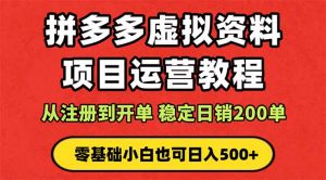 拼多多开店运营课程： 蓝海变现玩法，轻松实现睡后收入 零基础小白也可...-Z网创