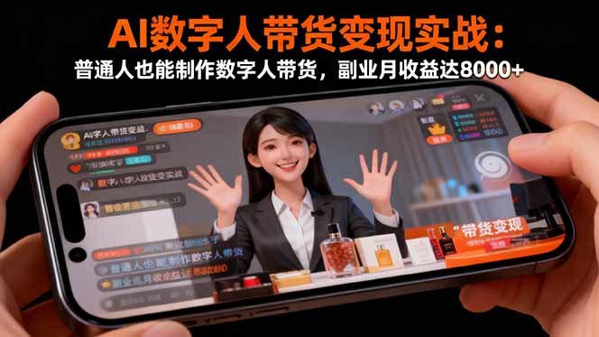 AI数字人带货变现实战:普通人也能制作数字人带货,副业月收益达8000+-Z网创