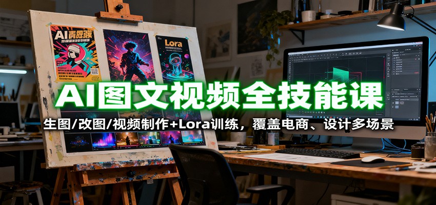 图片[1]-AI图文视频全技能课：生图/改图/视频制作+Lora训练，覆盖电商 、设计多场景-Z网创