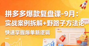 拼多多爆款复盘课-9月：实战案例拆解+野路子方法论，快速掌握爆单新逻辑-Z网创