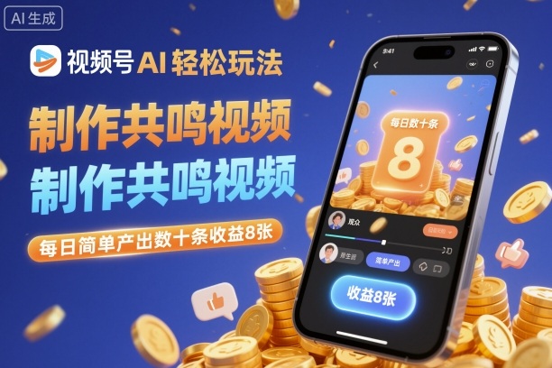 视频号AI轻松玩法,制作共鸣视频,每日简单产出数十条收益8张-Z网创