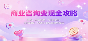 商业咨询变现全攻略：销售、营销思维，引流锁客，海报制作，快速打造私域赚钱模式-Z网创