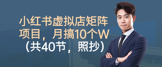 小红书虚拟店矩阵项目,照抄照做,月搞1W+(共40节)-Z网创