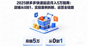 2025拼多多快速起店月入5万指南：店铺从0到1，实操案例拆解，运营全链路-Z网创