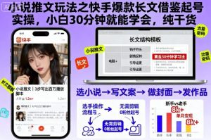 小说推文玩法之快手爆款长文借鉴起号实操，小白30分钟就能学会，纯干货-Z网创