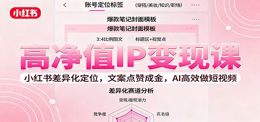 高净值IP变现课：小红书差异化定位，文案点赞成金， AI高效做短视频-Z网创