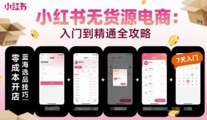 小红书无货源电商,入门到精通,开店+选品+笔记+剪辑+赛道+内容-Z网创