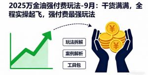 2025万金油强付费玩法-9月:干货满满,全程实操起飞,强付费最强玩法-Z网创