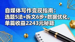 自媒体写作变现指南:选题5法+拆文6步+数据优化,单篇收益2243元秘籍-Z网创