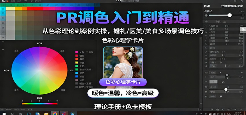 图片[1]-PR调色入门到精通：从色彩理论到案例实操，婚礼/医美/美食多场景调色技巧-Z网创