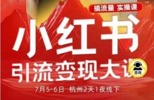 小红书引流变现7月线下大课，一次性讲透小红书笔记、矩阵、投放、引流、转化的全流程SOP-Z网创