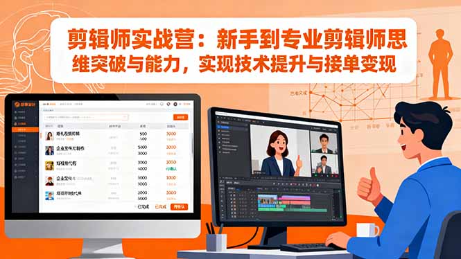 剪辑师实战营：新手到专业剪辑师思维突破与能力，实现技术提升与接单变现-Z网创