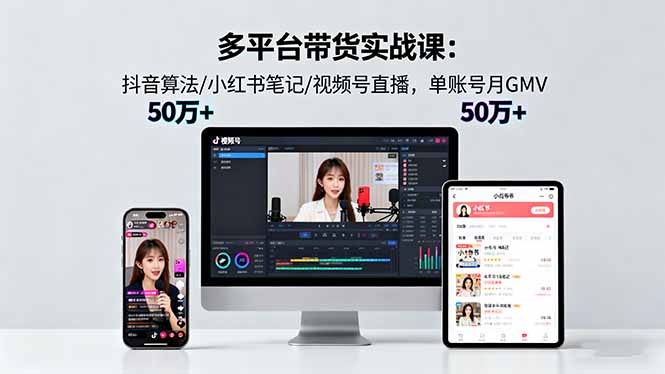 多平台带货实战课18.0:抖音算法/小红书笔记/视频号直播,单账号月GMV50w+-Z网创