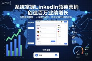 系统掌握LinkedIn领英营销，创造百万业绩增长，从思维到获客，从沟通到成交，系统化提升外贸能力-Z网创