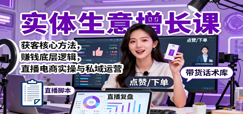 实体生意增长课:获客核心方法,赚钱底层逻辑,直播电商实操与私域运营-Z网创