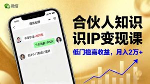 合伙人知识IP变现课，微信生态,内容创作与爆款打造,全网引流，新手月入2w+-Z网创