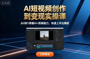 AI短视频创作到变现实操课,从0到1掌握AI+剪辑能力,快速上手出爆款(更新10月)-Z网创