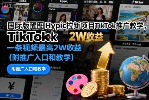 国际版醒图Hypic拉新项目TikTok推广教学,一条视频最高2W收益(附推广入口和教学)-Z网创