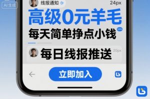 高级0元羊毛线报社群项目，每天简单挣点小钱-Z网创