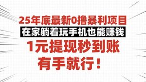 25年底最新0撸暴利项目,在家躺着玩手机也能赚钱,1元提现秒到账,有手...-Z网创