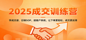 2025成交实战训练营：学成交道、日销SOP，建客户系统，让下单更轻松，成交更丝滑-Z网创