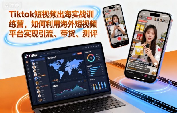 Tiktok短视频出海实战训练营,如何利用海外短视频平台实现引流、带货、测评-Z网创