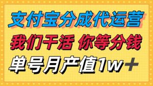 十月最强捡钱项目，支付宝分成代运营，我们干活，你等着分钱！单号月产...-Z网创