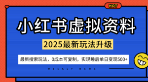 小红书虚拟资料项目:最新搜索流变现玩法,0成本简单可复制,一人多店打法,新手也可轻松日入5张+-Z网创