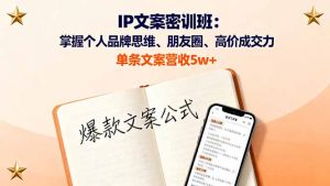 IP文案密训班:掌握个人品牌思维、朋友圈、高价成交力,单条文案营收5w+-Z网创