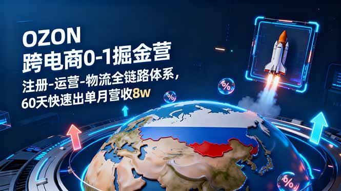 OZON跨境电商0-1掘金营:注册-运营-物流全链路体系,60天快速出单月营收8w-Z网创