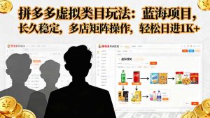 拼多多虚拟类目玩法,蓝海项目,长久稳定,多店矩阵操作,轻松日进1K+-Z网创